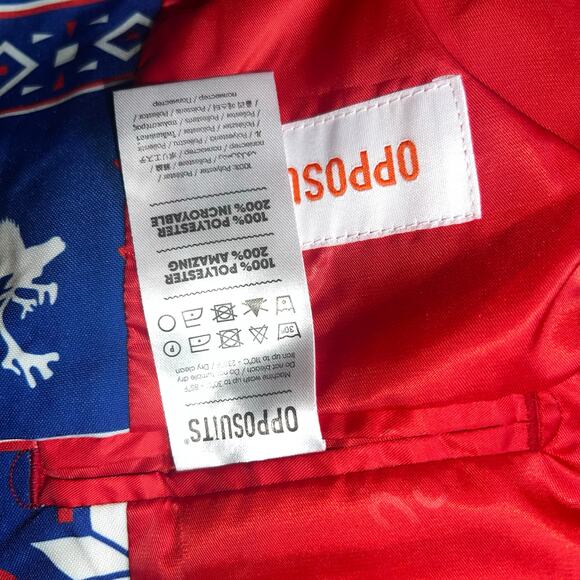 Opposuits Christmas Holiday themed blue and red boys suit blazer size 12-14 - Picture 8 of 9